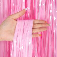 1pc 1*2m Black Party Decoration Rain Silk Curtain With Tassel And Flower Background For Birthday Party Supplies And Decorations, Back To School Valentine Day - 馬卡龍黑色 - 查看 3