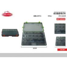 随机颜色收纳盒 - 鱼饵盒 - 三种尺寸可选，小号 23cm，灰色外壳配绿色/红色搭扣，隔层设计，适合钓鱼爱好者和户外钓鱼装备收纳。 - 彩色 - 查看 10
