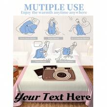 1pc Customized Photo Fleece Blanket, Machine Washable, Polyester Fabric, All-Season, All-Weather, Modern Style Multipurpose Digital Printed Blanket, Suitable For Mother's Day, Birthday, Valentine's Day, Graduation, Father's Day, Wedding, Housewarming And Other Occasions, Can Be Used On Sofa, Bed, Car, Tea Room, Bedroom, Bathroom, Living Room, Dining Room, Office, Etc. - Multicolor - View 7