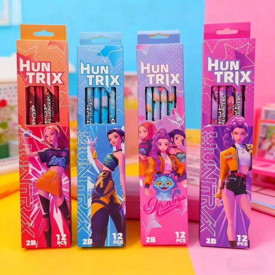 12 Peças Lápis de Caçadores de Demônios K-pop, Ferramentas de Escrita, Decoração de Mesa, Colecionáveis, Presentes de Fã, Adequado para Decoração de Carro e Mesa, Presentes Exclusivos de Fã, Presentes de Aniversário, Presentes de Ano Novo, Presentes de Páscoa, Alívio de Estresse, Presentes de Natal - Multicolorido - Visão 1