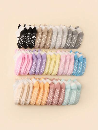 12 Pairs Random Color Anti-Slip Floor Socks, Toddler Non-Slip Socks