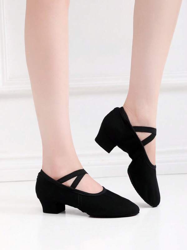 Women's Ballet Teacher Dance Shoes, Black Low Heel 3cm Slip-On Jazz Stage Performance Dance Shoes, Comfortable And Soft