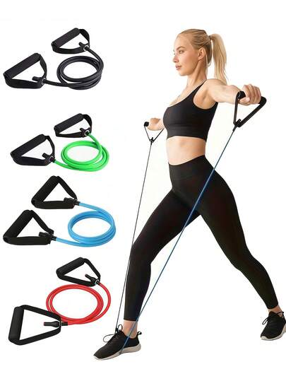 Portable Yoga Resistance Bands With Comfortable Handles, TPE Elastic Fitness Rope, Unisex, Yoga Pull Rope, Fitness Stretch Rope, Suitable For Home Workout And Strength Training, Pilates Shaping, Essential Fitness Accessory