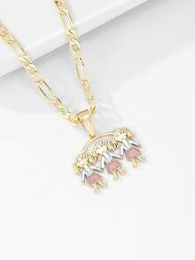 1件经典低敏铜质时尚3D三色镀层三兄妹家庭吊坠项链，适合作为母亲/兄弟姐妹/情人节情侣/朋友/教父母的礼物，也适合天主教初领圣体、日常及节日佩戴祈祷。 - 金黃色 - 查看 7