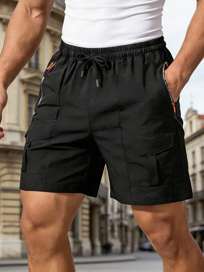 Men's Outdoor Shorts With Drawstring And Multi-Pocket Design, Summer Sports Five-Panel Pants, Suitable For Daily Casual Workwear