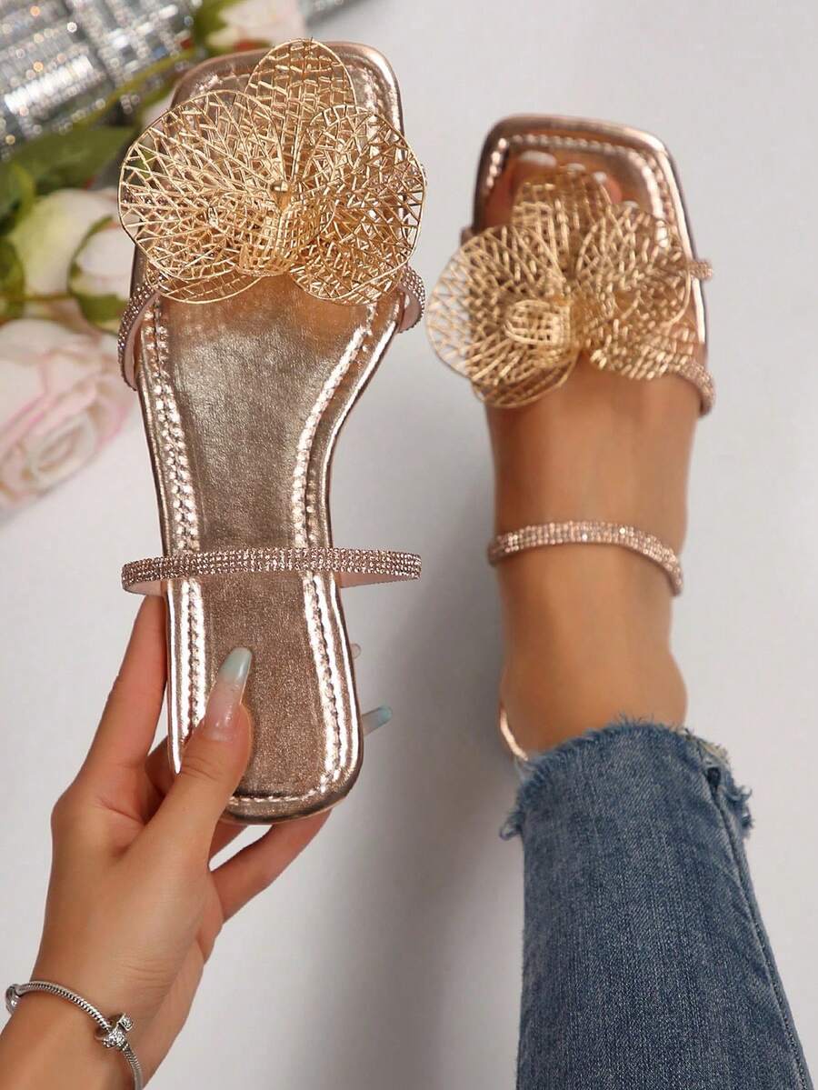 Dép lê họa tiết hoa, dép xăng đan thời trang nữ dành cho hoạt động ngoài trời, thích hợp cho hẹn hò, mua sắm, tụ họp, tiệc tùng, tiệc chiêu đãi, đi chơi hàng ngày và thư giãn tại nhà. - Hoa hồng vàng - Xem 1