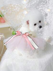 1pc Valentine's Day Pet Clothes, Dog Cat Apparel For Small Dogs Puppies Poodle Teddy, Casual Fashion Cute Romantic Dress, Wedding Tulle Skirt Series - Multicolor - View 1