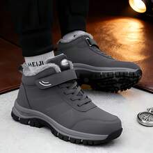 2025 Winter Men's Fashion Anti-Slip Fleece Snow Boots, Thick Cotton Padded Warm Short Boots, Couple Matching Boots - Màu Xám nhạt - Xem 4