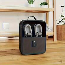 Large Capacity Travel Shoe Bag, Can Hold 3 Pairs Of Shoes, Made Of , Dust-Proof And Breathable Material, Ergonomic Handle Design, Available In Grey And Black, Ideal For Travel Storage - 彩色 - 查看 7