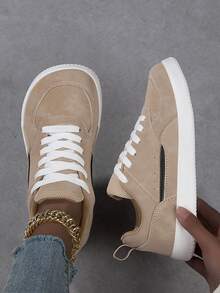 2026 New Women's Fashion Casual Shoes, Minimalist Lightweight Soft Sole Lace-Up Sneakers - Khaki - View 2