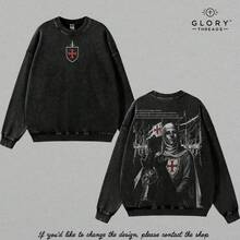 1pcRetro Baldwin IV "The Leper King" The Crusader King And His Holy Army Vintage Washed T-Shirt Hoodie Tank Top Sweatshirt|  Jerusalem Cross Medieval Christian Streetwear| Medieval Cross Armor Glory Of God Outfitgraphic Tee Graphic Tee - 衛衣洗滌 - 查看 7