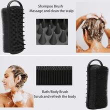 1pc Silicone Cleaning Brush For Shower, Silicone Shampoo Shower Brush, Household Adult Double-Sided Rubbing Bath Brush, Massage Bath Brush, Bathroom Cleaning Tools