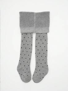 1条加厚儿童弹力腰波点打底裤，保暖紧身裤