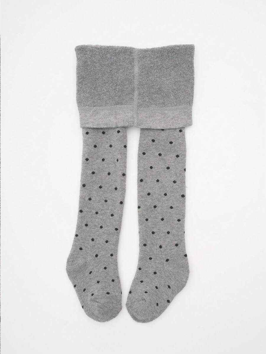 1条加厚儿童弹力腰波点打底裤，保暖紧身裤