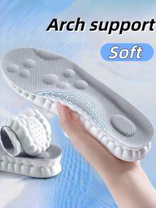 4D Latex Sport Insoles Oranger Soft High Elasticity Shoe Running Sole Arch Support Inserts Unisex 1pair - Light Grey - View 2