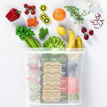 Premium Silicone Reusable Food Storage Bags,4 Pack(100oz, 50oz, 30oz,15oz),New Generation Stand Up Zip Freezer Bags,FSandsswich Snack Bags,Healthy Food Storage Containers,Leak-Free,Dishwasher - 透明的 - 查看 9