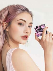 1pc Y2K Millennium Series Compact Folding Makeup Mirror, Lightweight, Ultra-Thin, PU Leather, Suitable For Various Occasions: Travel, Gatherings, Work, School, Suitable For All Ages - Multicolor - View 4