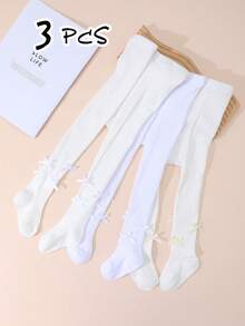3条装女童罗纹打底裤，蝴蝶装饰，柔软透气，适合春季、秋季及所有季节 - 彩色 - 查看 16