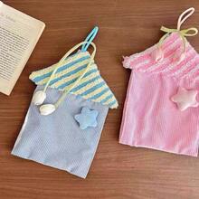 1pc Star House Tissue Box Cover With Tulip Pendant, Cute Hanging Fabric Tissue Paper Holder For Bathroom, Restaurant - Multicolor - View 2