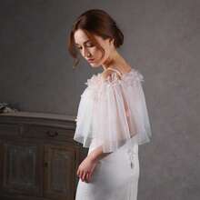 1pc Romantic Floral Pearl One-Shoulder Shawl, Bridal/Bridesmaid Strapless Dress Arm Cover - Multicolor - View 4