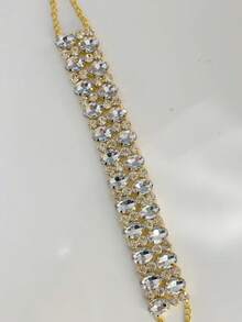 Multi-Layer Asymmetrical Crystal Necklace, Bridal Wedding Jewelry Accessory - Gold - View 2