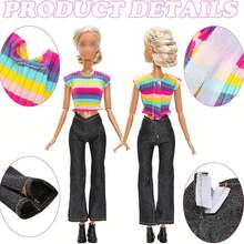 11pcs/Set, 11.5 Inch Doll Clothes & Accessories, Including 3 Random Tops, 3 Pants, 5 Accessories, Great Christmas Gift, Party Favor Pack, Children's Birthday Present, Doll Not Included - Multicolor - View 8