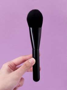 1支黑色软毛粉底刷，打造无痕粉底妆效，便携式日常化妆美妆工具 - 黑色 - 查看 5