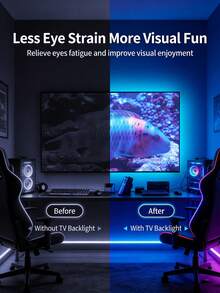 1 pieza Tira de luz LED inteligente, control remoto de 44 teclas, multicolor ajustable, adecuado para dormitorio, sala de estar, decoración del hogar, fiesta en la habitación, alimentado por USB, decoración navideña, iluminación de ambiente de bar, tira LED con control remoto, luces RGB, ajuste de color, respaldo autoadhesivo, aplicable para decoración de habitaciones/cocina/techo/juegos/fiesta (baterías no incluidas) - luz de color - Ver 7