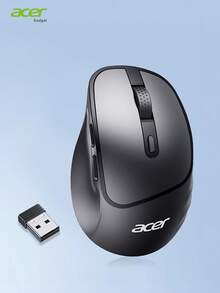 Acer OMR283 Wireless Mouse, 2.4GHz Ultra-Thin USB Wireless Mouse, USB Receiver, Optical Mouse, 6 Buttons, Auto Sleep Mode, Portable Mouse For Laptop, Desktop, PC - Black - View 13