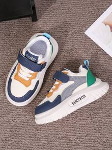 1双男女通用厚底运动鞋，耐穿防滑休闲幼儿学步鞋，时尚百搭儿童帆布鞋，适合所有季节 - 藍色 - 查看 5