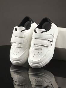 1 Pair Unisex New Simple Design Breathable Sneakers, Soft Sole Non-Slip Infant Casual Toddler Shoes, Fashion Versatile Children Canvas Shoes, Suitable For Spring And Autumn - White - View 6