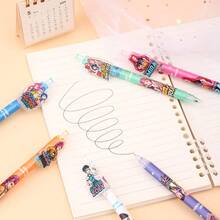 6pcs Random Color Kpop Demon Hunters Girl Group Acrylic Clip-On Ballpoint Pens, Black Pressing Signature Pens With ST Tip, Back To School Gift - Multicolor - View 3