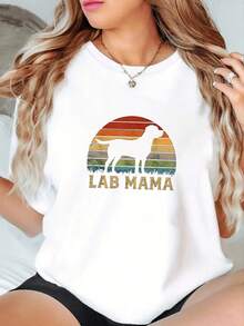 Camiseta de Laboratorio--Retro-Labrador-Retriever-Amante-Vintage-Perro-Mamá-Laboratoriana - Gris - Ver 2