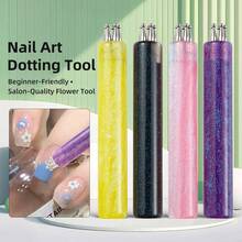 5-In-1 Nail Art Dotting Pen Tool, Nail Painting Brush, Multi-Head Dotting Pen, Nail Art Dotting Pen For Polka Dot, Petal Flower Pattern DIY Manicure Tools - Multicolor - View 4
