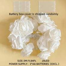 1pc 1.5/3/6m LED Rose Flower String Light With Warm White Light, Perfect For Wedding, Proposal, Party, Home, Garden, Outdoor, Camping, Holiday, Christmas, Festival, Princess Bedroom, Valentine's Day Decoration (Battery Not Included),Christmas - Warm White - View 11