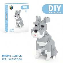 1pc Cartoon Building Blocks Mini Multi-Style Choice Animal Dog Dachshund / Labrador / Schnauzer / Shiba Inu / Poodle Teddy Pet Dog Companion DIY Assembly Educational Building Block Set Home Decor Birthday Gift - 彩色 - 查看 8