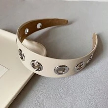 Personalized Wide Leather Headband, Punk Style, Minimalist Hollow Metal Headband, Pressure Hair Accessories And Headpieces, Hair Band, Hair Hoop - Multicolor - View 9