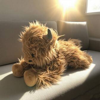 Large Scottish Highland Cow Plush Toy - Realistic Shaggy Calf-Like Stuffed Animal With Soft Filling, Cuddly Bedtime Companion & S, Scottish Cow Plushie For, Christmas Gifts & Home Decor