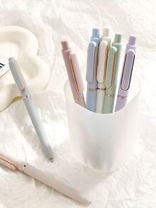 1/5/7pcs Morandi High-Quality Carbon Fiber Ballpoint Pens, Metal Refill 0.5mm Bullet Tip, Quick-Drying Signature Pen