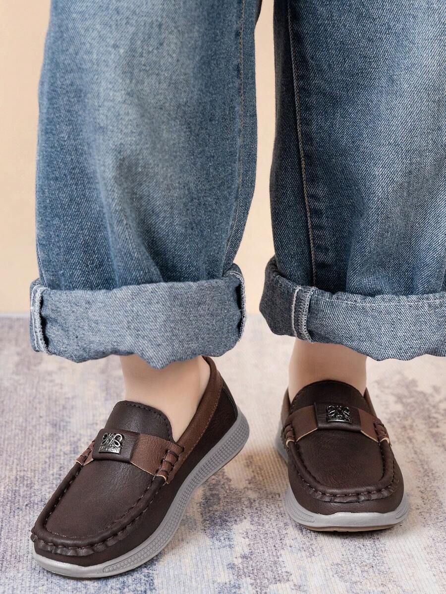 Giày lười trẻ em kiểu Hàn Quốc mới năm 2026, nhẹ, đa năng, đế chống trơn trượt. - Cà phê nâu - Xem 1