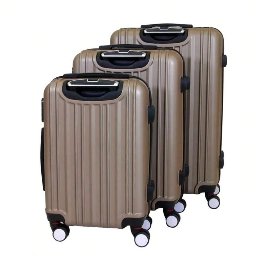 3-Piece Expandable Suitcase Set (56,66,76cm) - ABS Anti-Scratch Shell 4-Wheel Spinner With 3-Digit Lock - Champagne - View 1