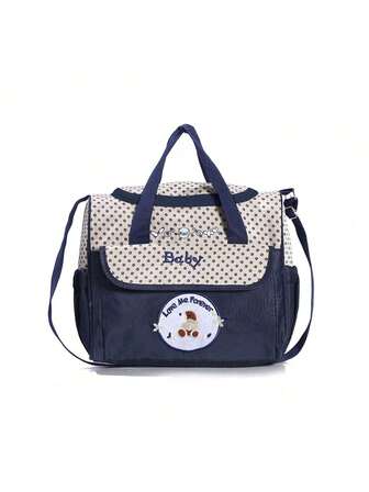 Neonati 1 pezzo Borsa per pannolini a spalla cane di fumetto & con ricamo lettera multifunzionale portabile carino