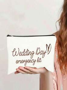 A Reversible Bridal Makeup Bag With A Wedding Day Theme, A Double-Layered Travel Toiletry Bag With A Zippered Inner Pocket, A Household Coin Purse, A Student Stationery Organizer, And An Ideal Gift For Christmas, Halloween, Birthdays, Graduations, Ladies, Friends, Family, Children, Students, Back-To-School Storage Bag, Travel Data Cable Organizer, And Cosmetic Storage Bag. Make Up Bag Makeup Pouch Cosmetic Bag Wash Bag Travel Essential Cruise Essential Vacation Essentials For Men Women Travel Containers Holiday Essential Gifts For Women