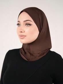 1件装女士纯色拉法帽头带，带抽绳，多功能头巾，三种佩戴方式，透气弹力宽带，吸汗防滑，适合日常生活、运动、瑜伽、健身和时尚场合。 - 咖啡棕 - 查看 4