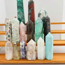 1 Stück natürlicher polierter hexagonaler Kristallprisma, Rosenquarz, Fluorit, Citrin, Dekorationsstein für Innenräume, Geschenk, Sammlung, Geschenk für Feiertage - Verschiedenfarbig - Übersicht 11