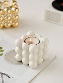 1pc Resin Crafted Gold/White/Black/Magic Cube Shaped Candle Holder, Creative Home Decor Geometric Cube Candle Stand, Valentine's Day Gift - Multicolor - View 4