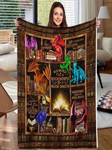 Comfortable Flannel Shawl Blanket For Book Lovers - Vintage Style, Soft And Warm, Suitable For Sofas, Beds, Offices, And Travel - A Perfect Gift For All Seasons, Christmas, Birthdays, And TV Blankets. - 白色 - 查看 1