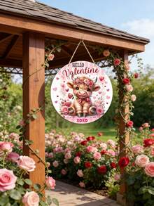 Valentine's Day Wooden Cow Door Sign - Adorable Cow XoXo Greeting Wreath Decor Hanger, Rustic Farmhouse Style Valentine's Hanging Decor, Suitable For Home, Patio, Living Room, And Bedroom, Ideal Holiday Gift - Multicolor - View 5