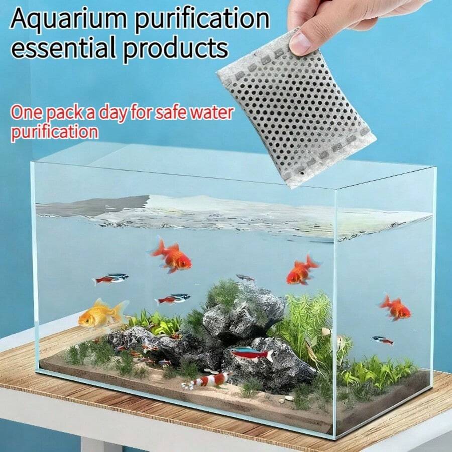 12/24个活性炭袋，高品质活性炭，水族箱过滤活性炭，水族箱过滤介质，水质净化活性炭，水族箱过滤必备产品，水族箱清洁用品 - 彩色 - 查看 1