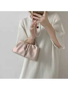 Elegante Bolso De Mano En Forma De Nube Con Cadena De Perlas #SD047 - Morado Violeta - Ver 7